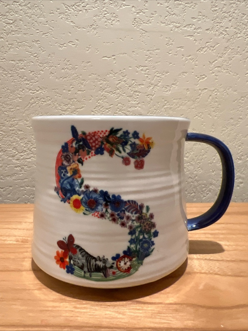 NWOT Anthropologie Nathalie Lete Bouquet Monogram Letter S Mug 14 oz Cup